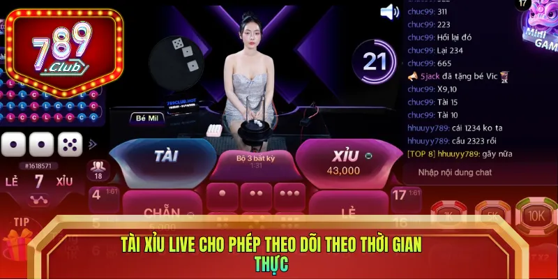 Tài xỉu live cho phép theo dõi theo thời gian thực